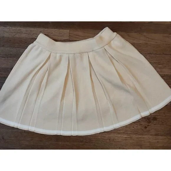 New Womens Size Medium Pleated Academia Preppy Knit Mini Tennis Skirt Beige - Picture 4 of 8
